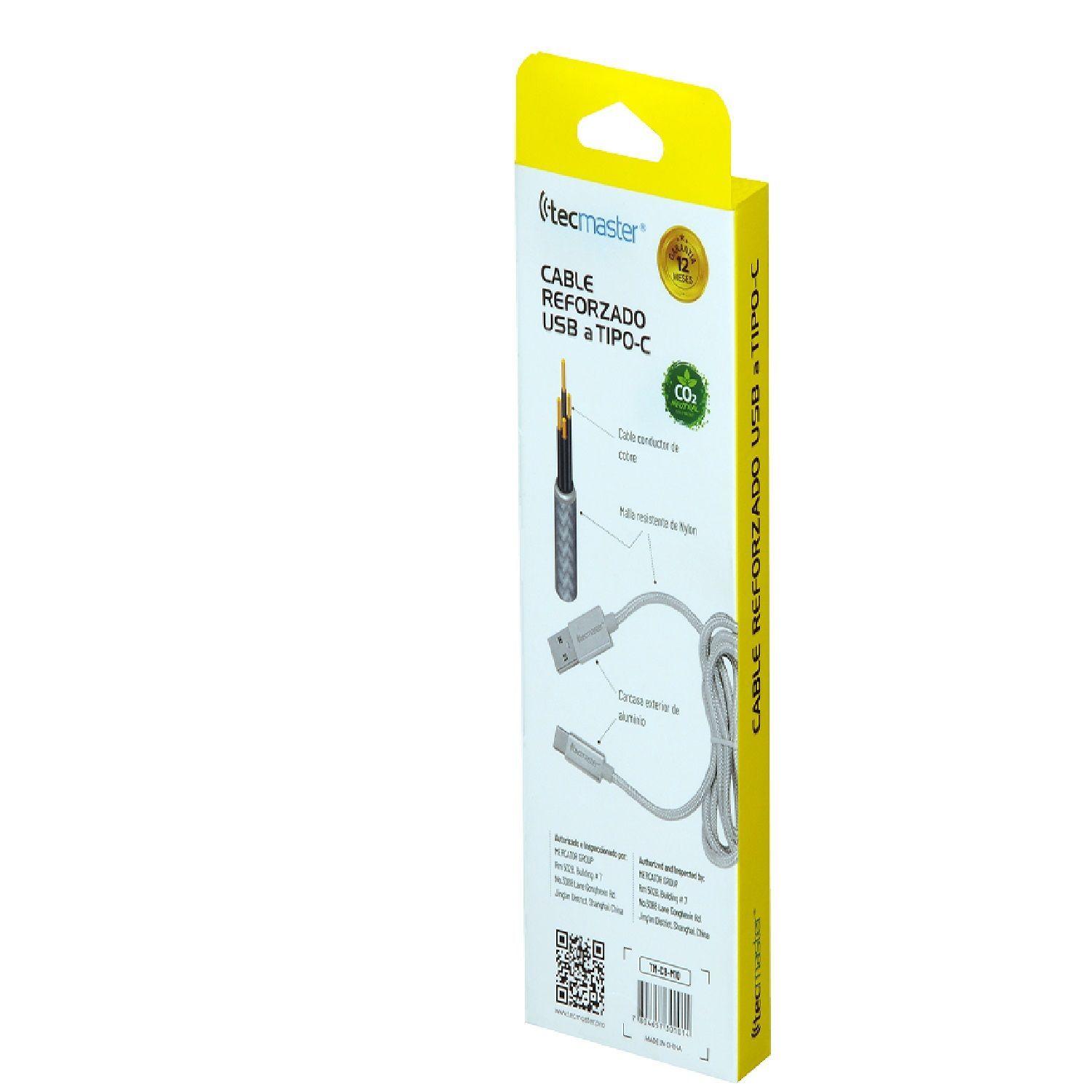 Cable Tipo Usb a Tipo C 1 Metros Textil Reforzado Silver-4