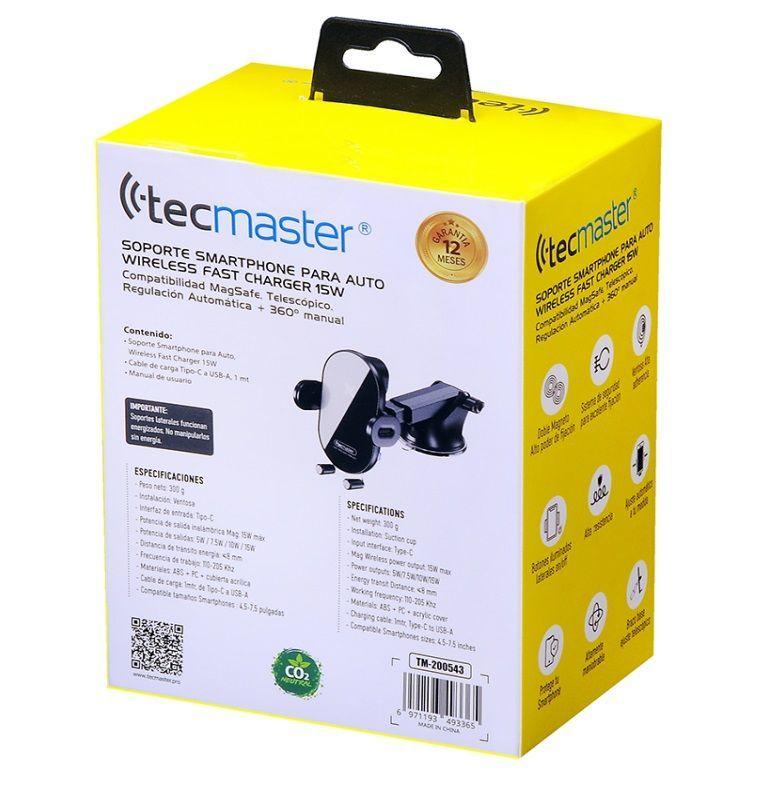 Soporte Celular Auto Carga Inalámbrico 15w + Cable De Carga-5