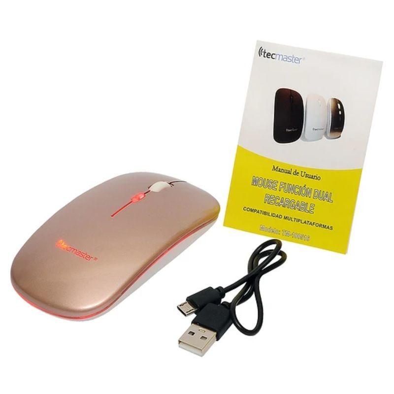 Mouse Dual Recargable Inalámbrico Bluetooth Rosado-2