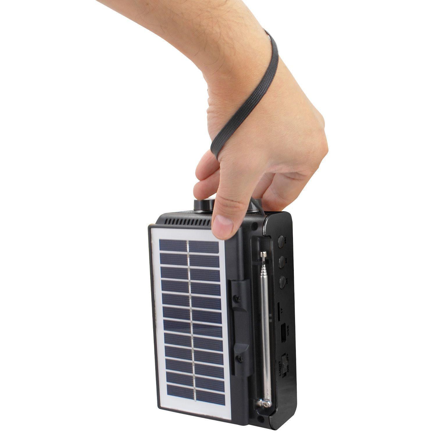 Radio Solar Portatil Con Linterna Bluetooth Bt amfmsw Usb-3