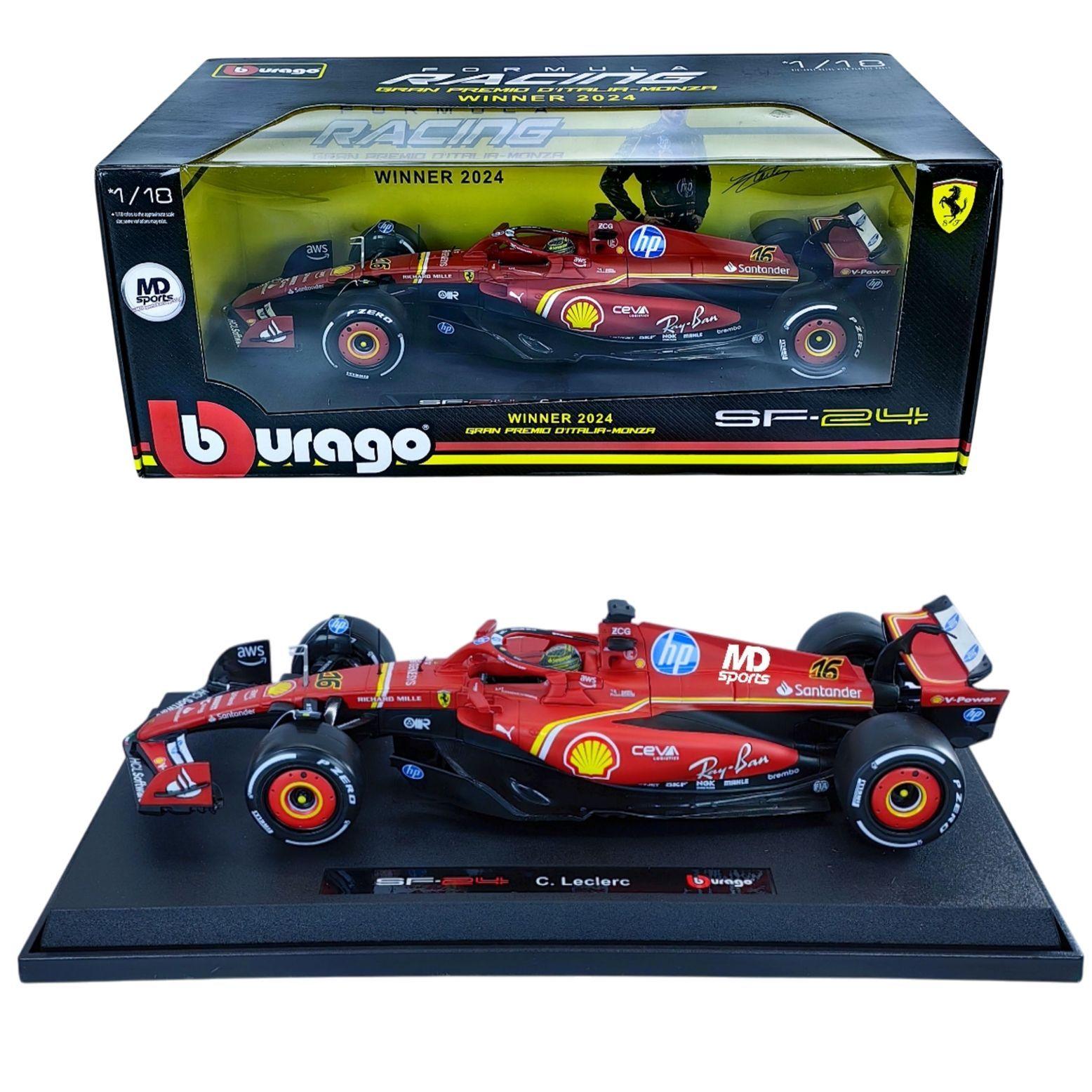 Auto F1 Ferrari SF 24 GP Monza 2024 16 Charles Leclerc Caja Normal Burago 1 18-2