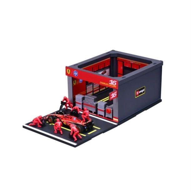 Set Pit Stop Ferrari SF 24 16 Charles Leclerc Caja Normal Burago 1 43-2