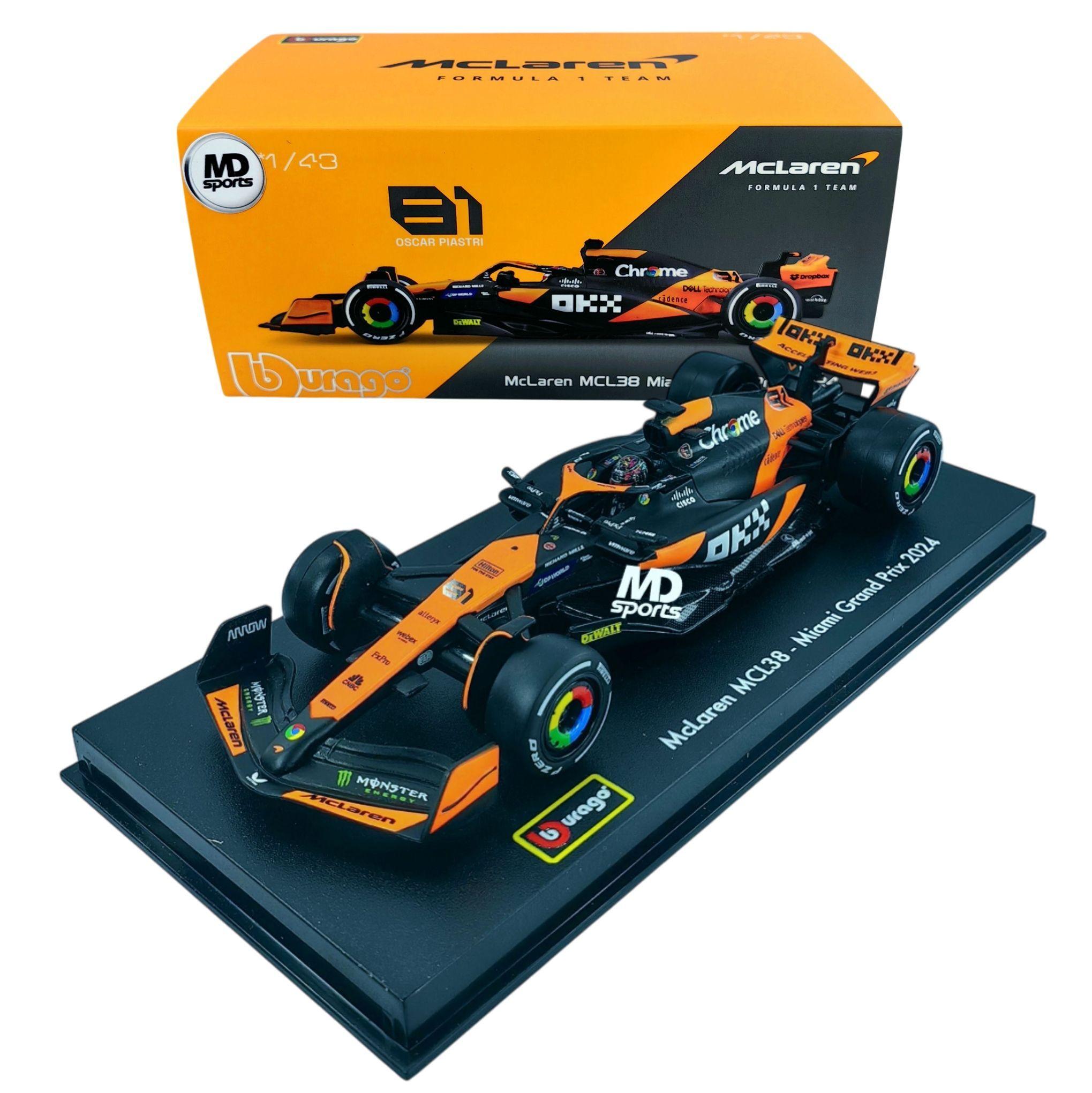  Auto F1 Mclaren MCL38 2024 Miami #81 Piastri Caja Acril 1:43-0