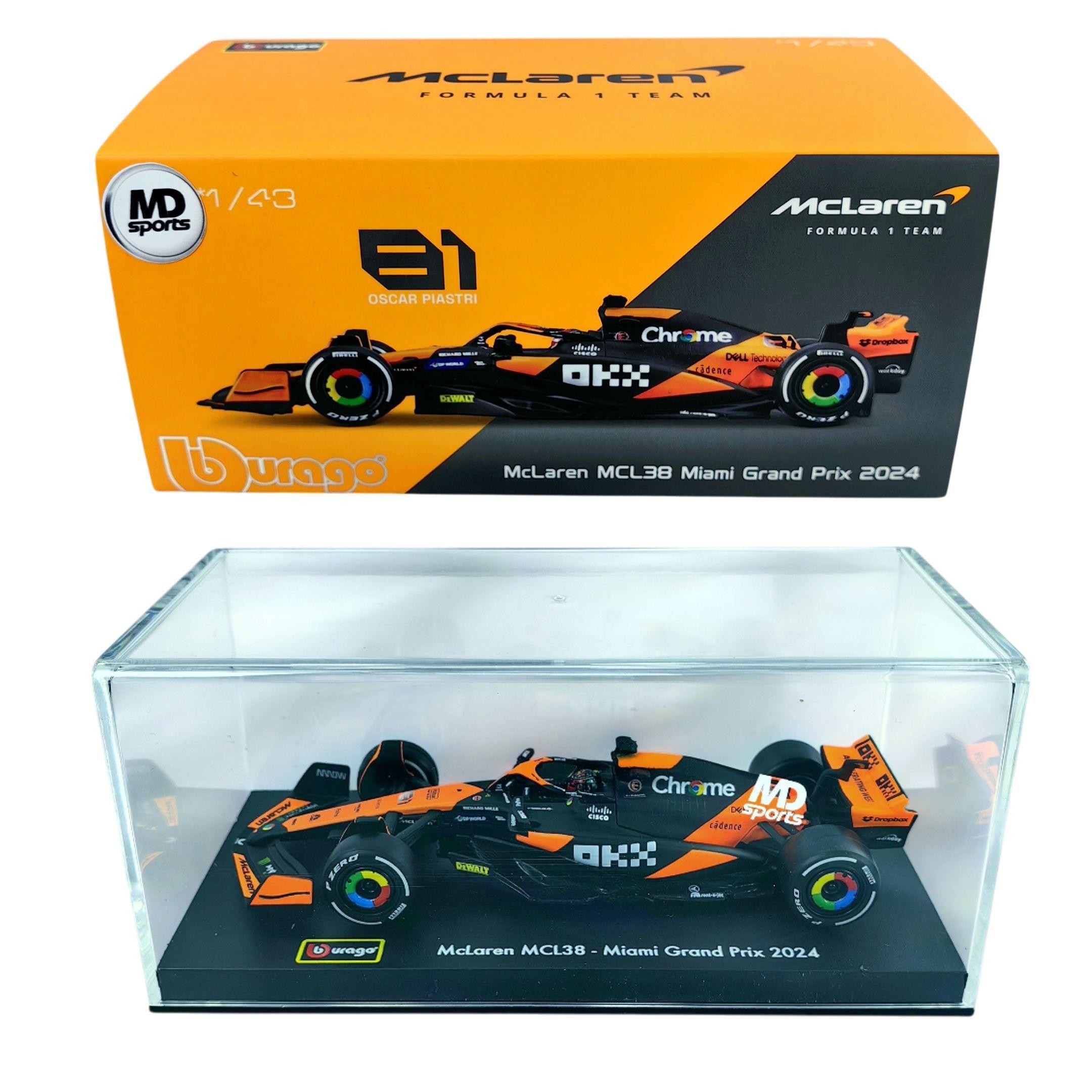  Auto F1 Mclaren MCL38 2024 Miami #81 Piastri Caja Acril 1:43-1