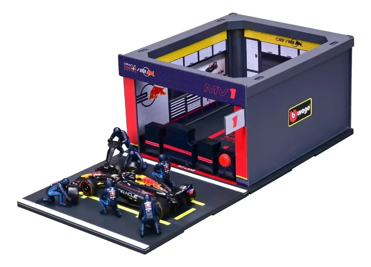 Set Pit Stop RedBull Racing RB20 1 Max Verstappen Caja Normal Burago 1 43-2