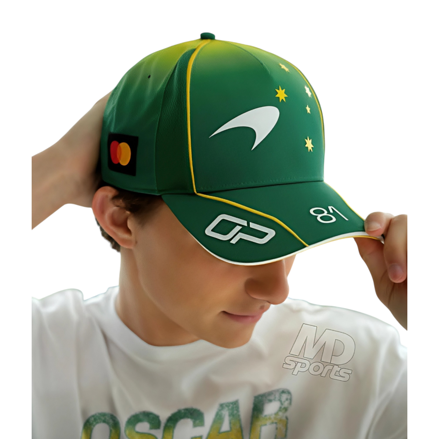 Gorro Jockey F1 McLaren Oscar Piastri 81 Oficial GP Australia 2026 Verde-3