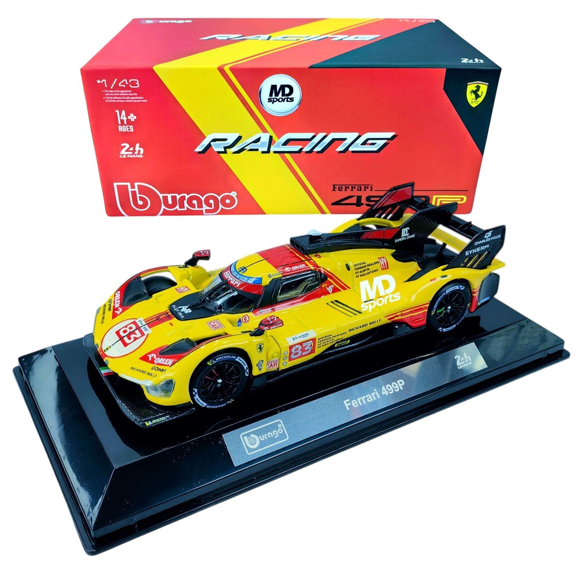 Auto Hypercar Ferrari AF Corse 499P LeMans 2024 83 Caja Acrilica Burago 1 43-2