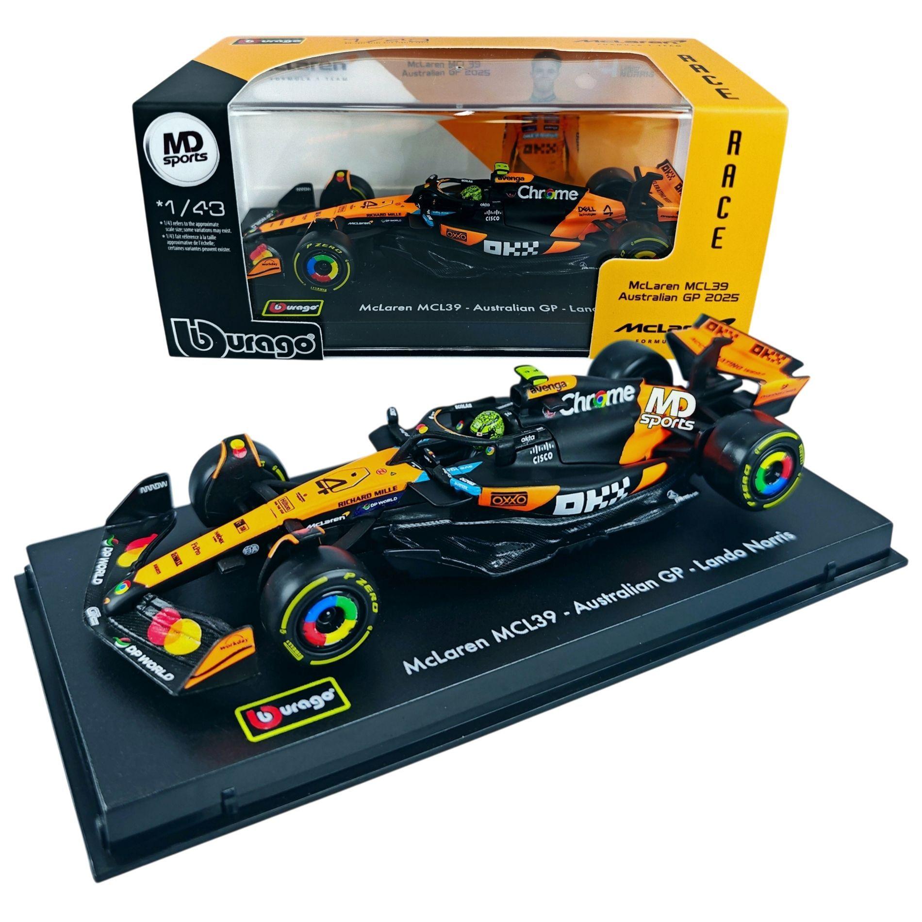 Auto F1 Mclaren MCL39 GP Australia 2025 4 Lando Norris Caja Acrilica Burago 1 43-2