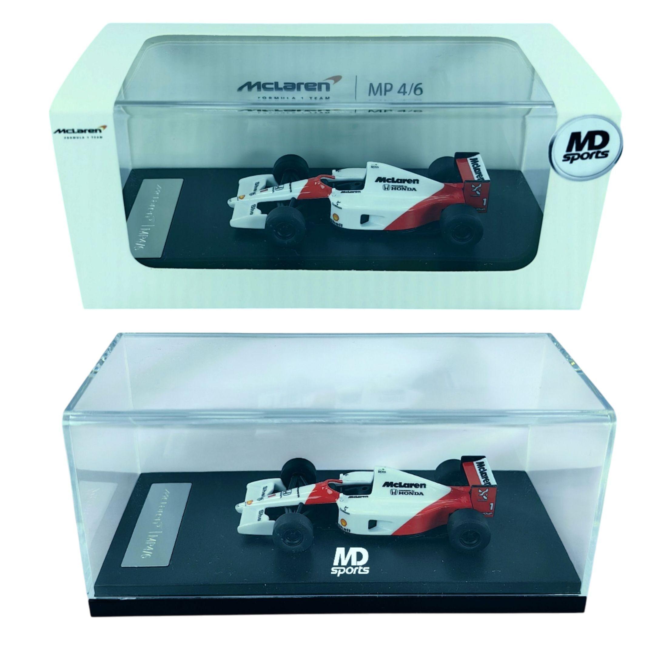 Auto Formula 1 Mclaren MP4/6 1991 #1 Ayrton Senna Caja Acrilica 1:64-1