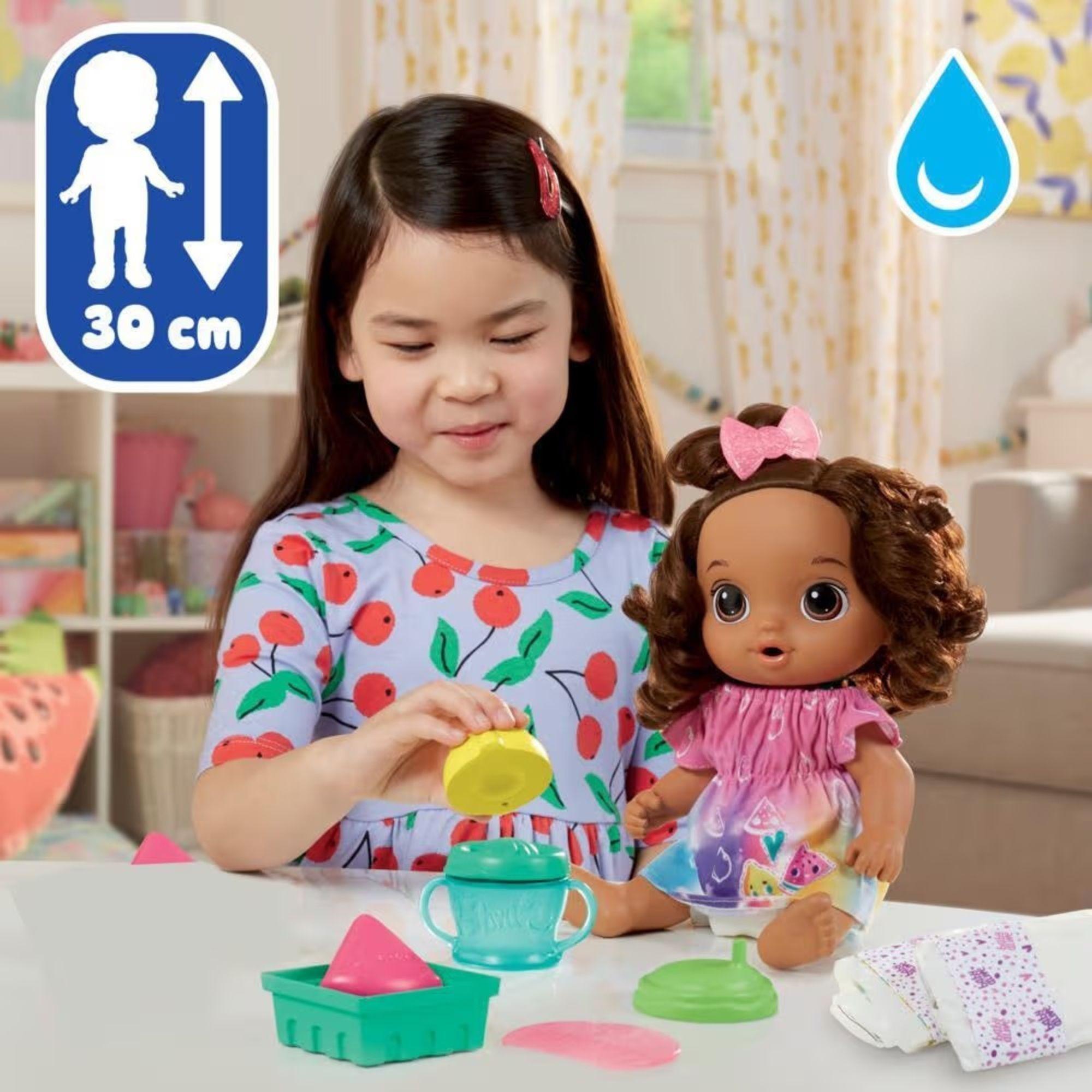 Muñeca Baby Alive Bebidas de frutas Limón Cabello castaño Hasbro-5