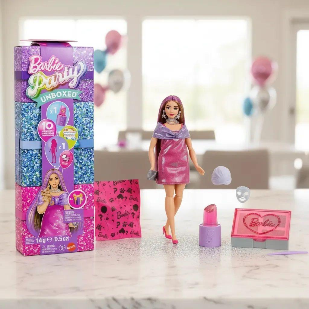 Barbie Party Unboxed Mu eca Get Ready With Me Vestido Rosa-9