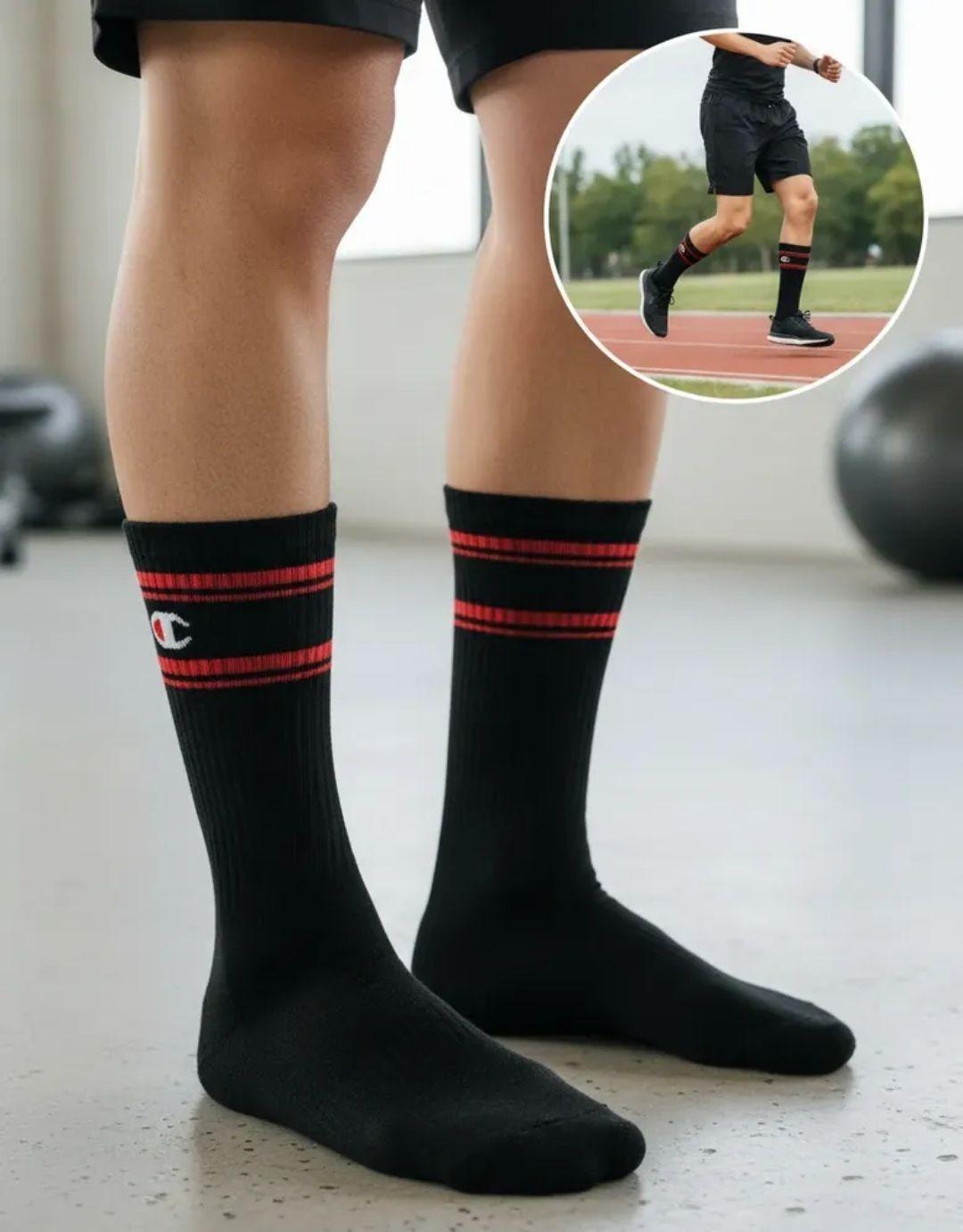 Calcetines Pack 3 Pares Champion Unisex Negro Deportivos Red-3
