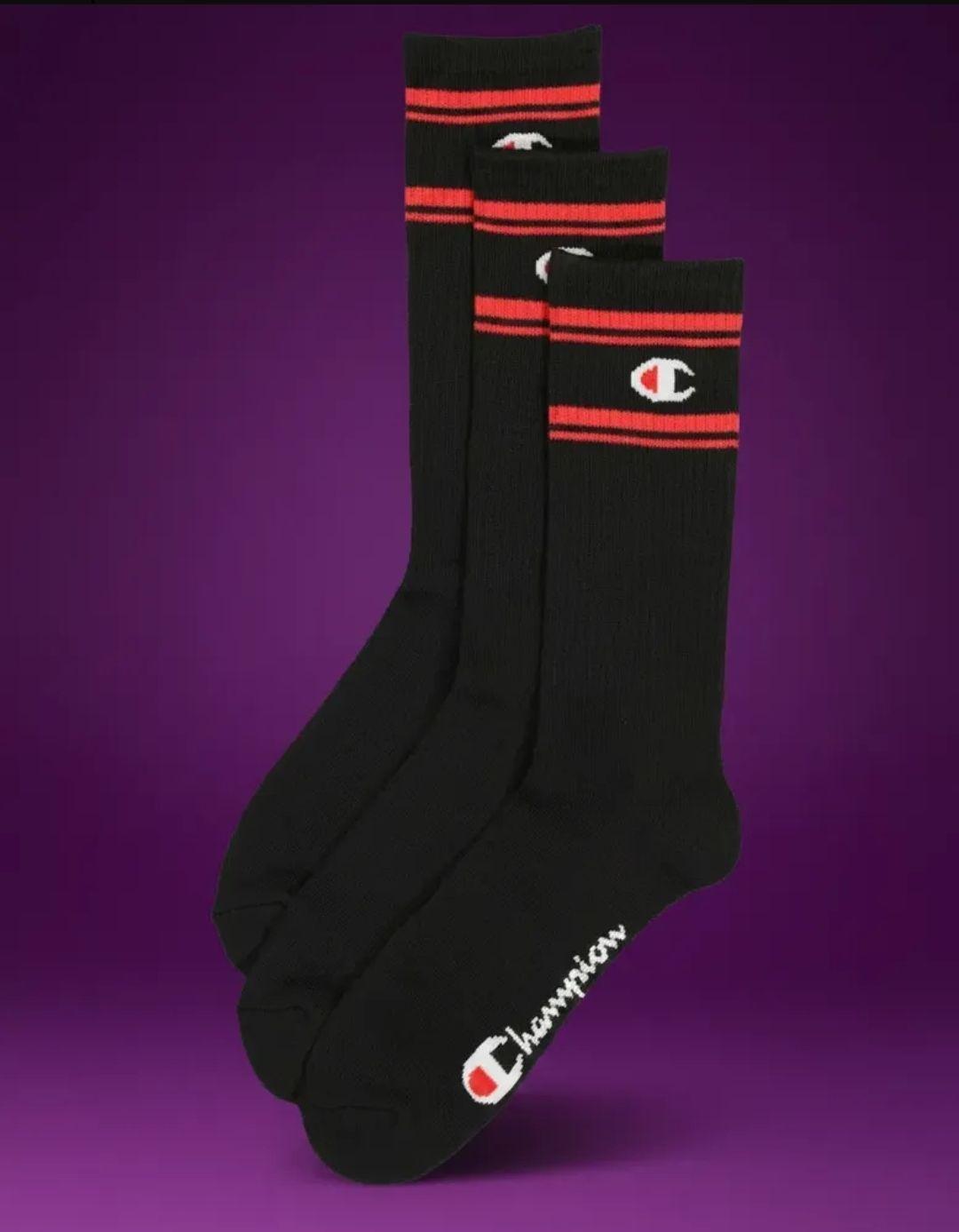 Calcetines Pack 3 Pares Champion Unisex Negro Deportivos Red-4