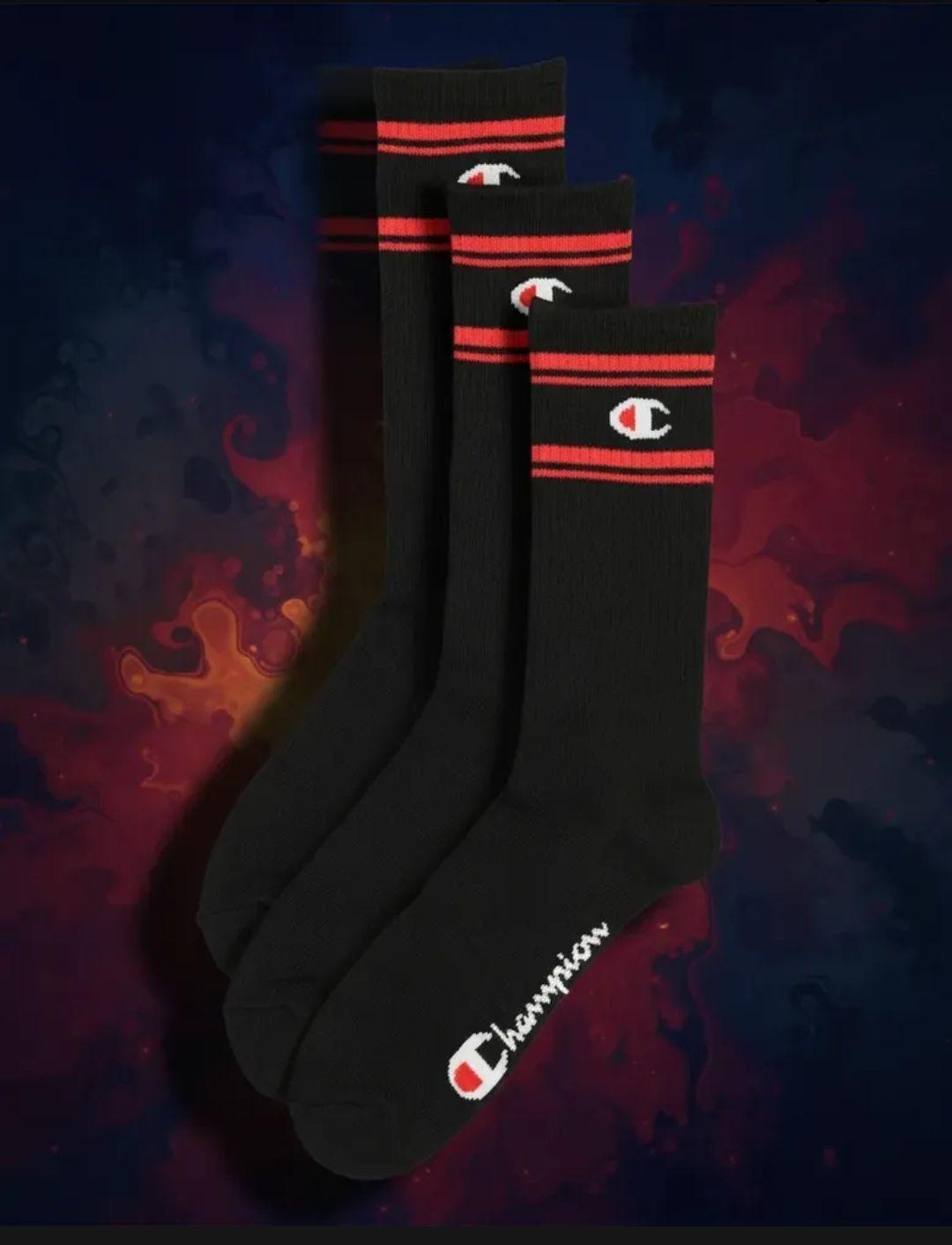 Calcetines Pack 3 Pares Champion Unisex Negro Deportivos Red-5