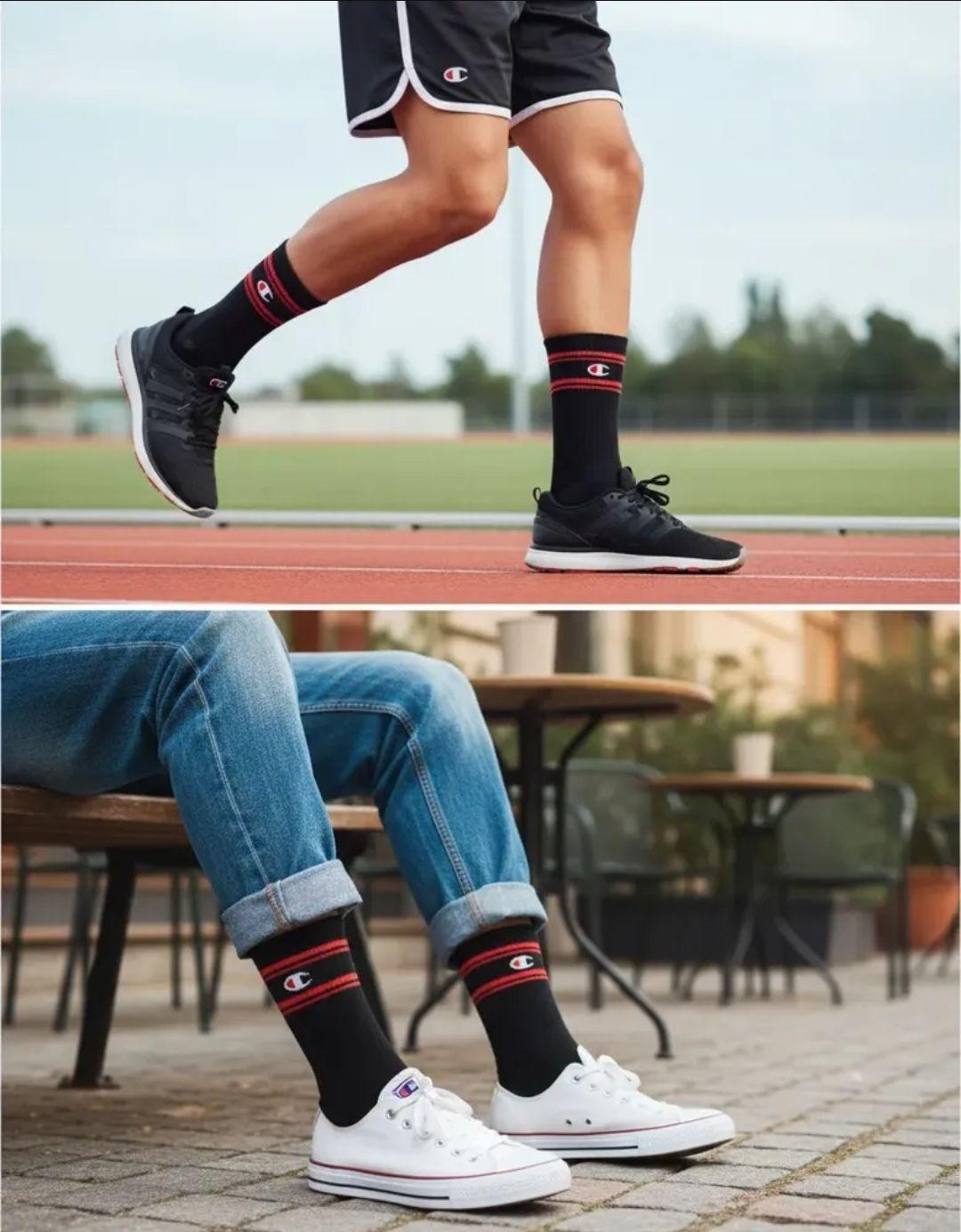 Calcetines Pack 3 Pares Champion Unisex Negro Deportivos Red-6