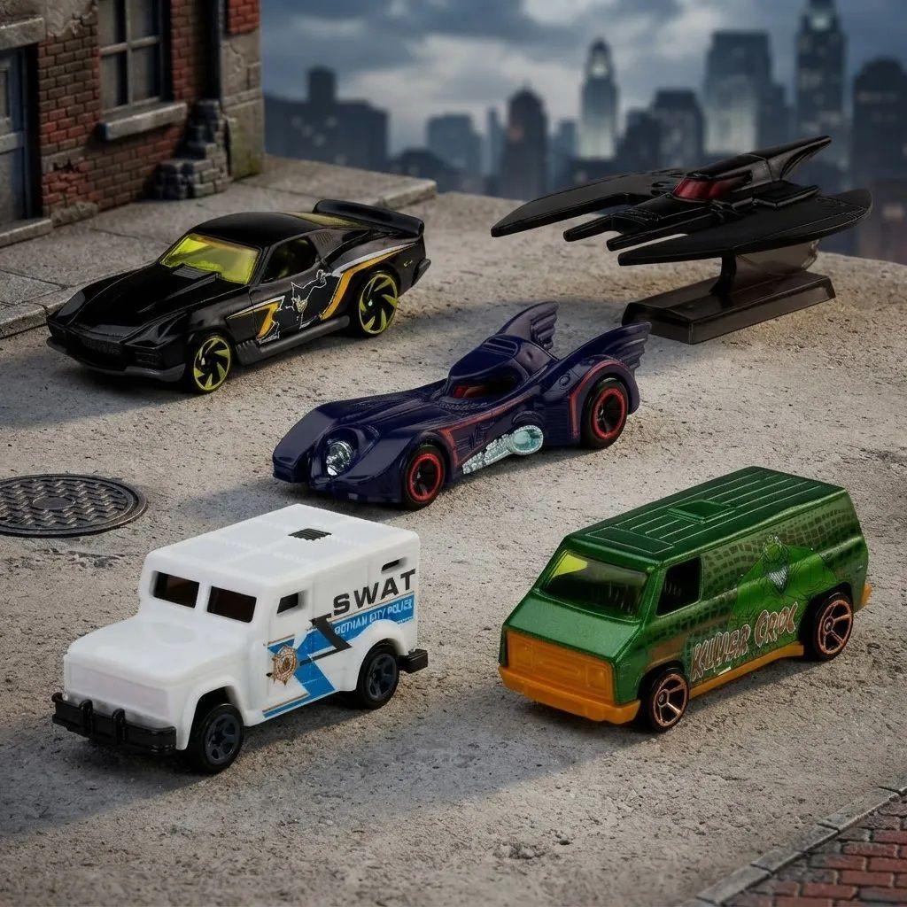 Pack 5 Autos Hot Wheels Batman Series Jkg08 1 64-8