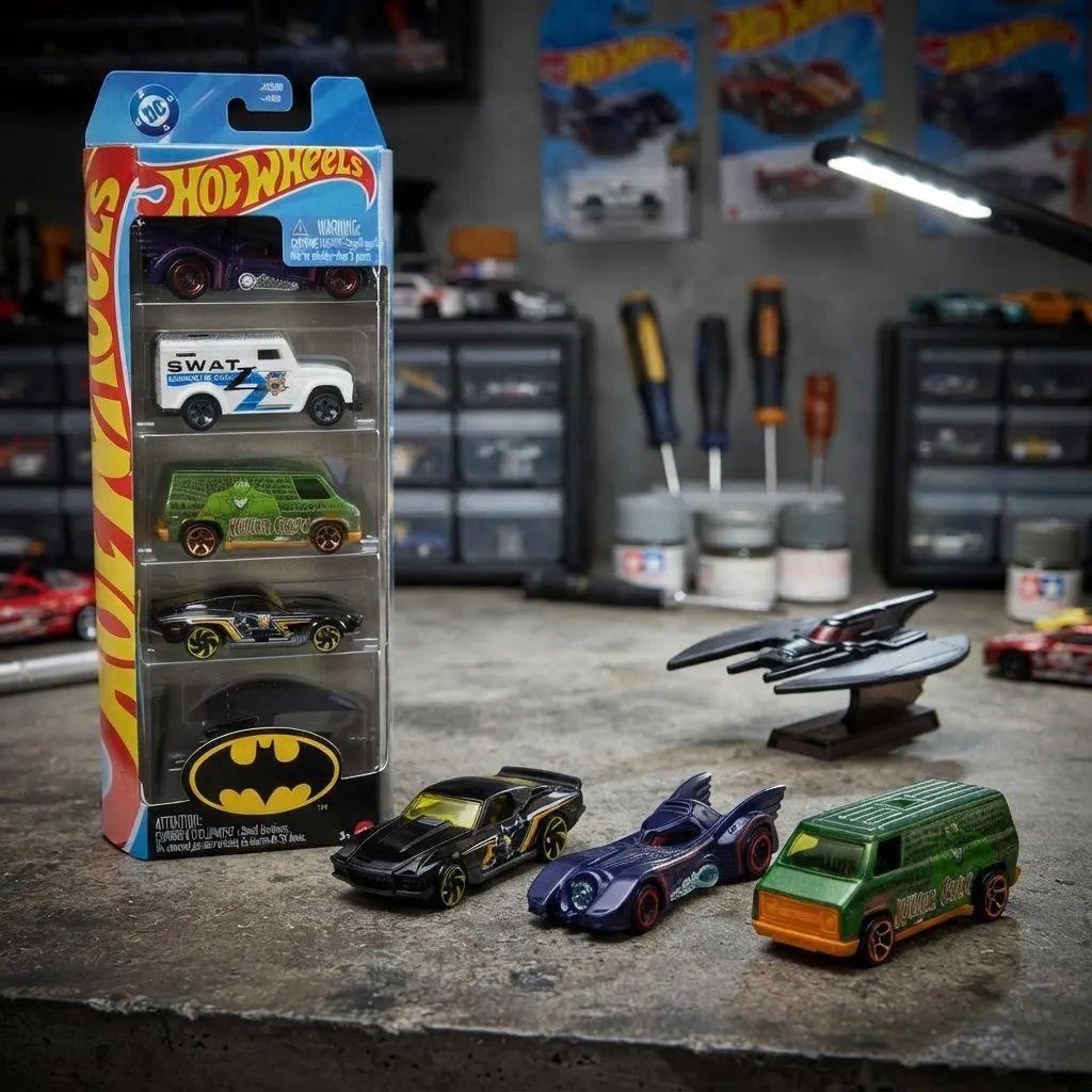 Pack 5 Autos Hot Wheels Batman Series Jkg08 1 64-9