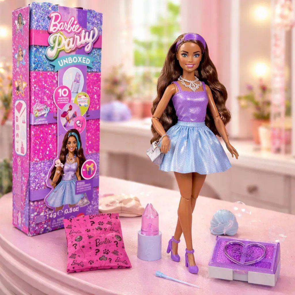 Barbie Party Unboxed Glam Vestido Azul Sorpresa Color Change-5