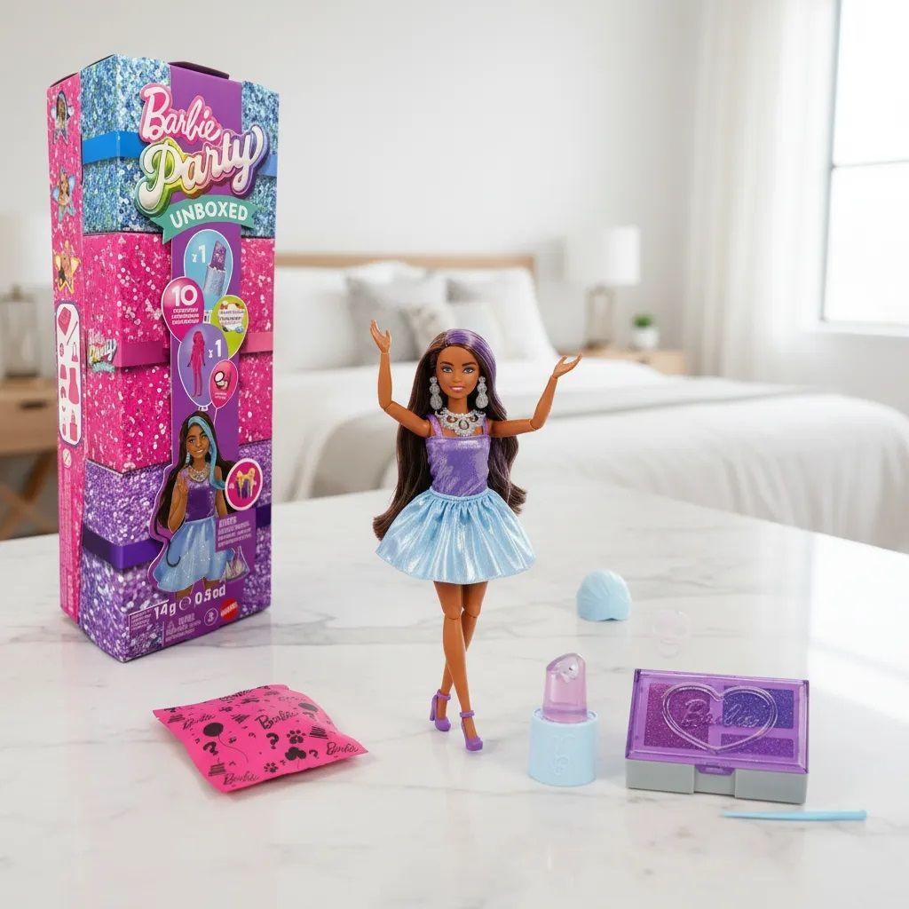 Barbie Party Unboxed Glam Vestido Azul Sorpresa Color Change-9