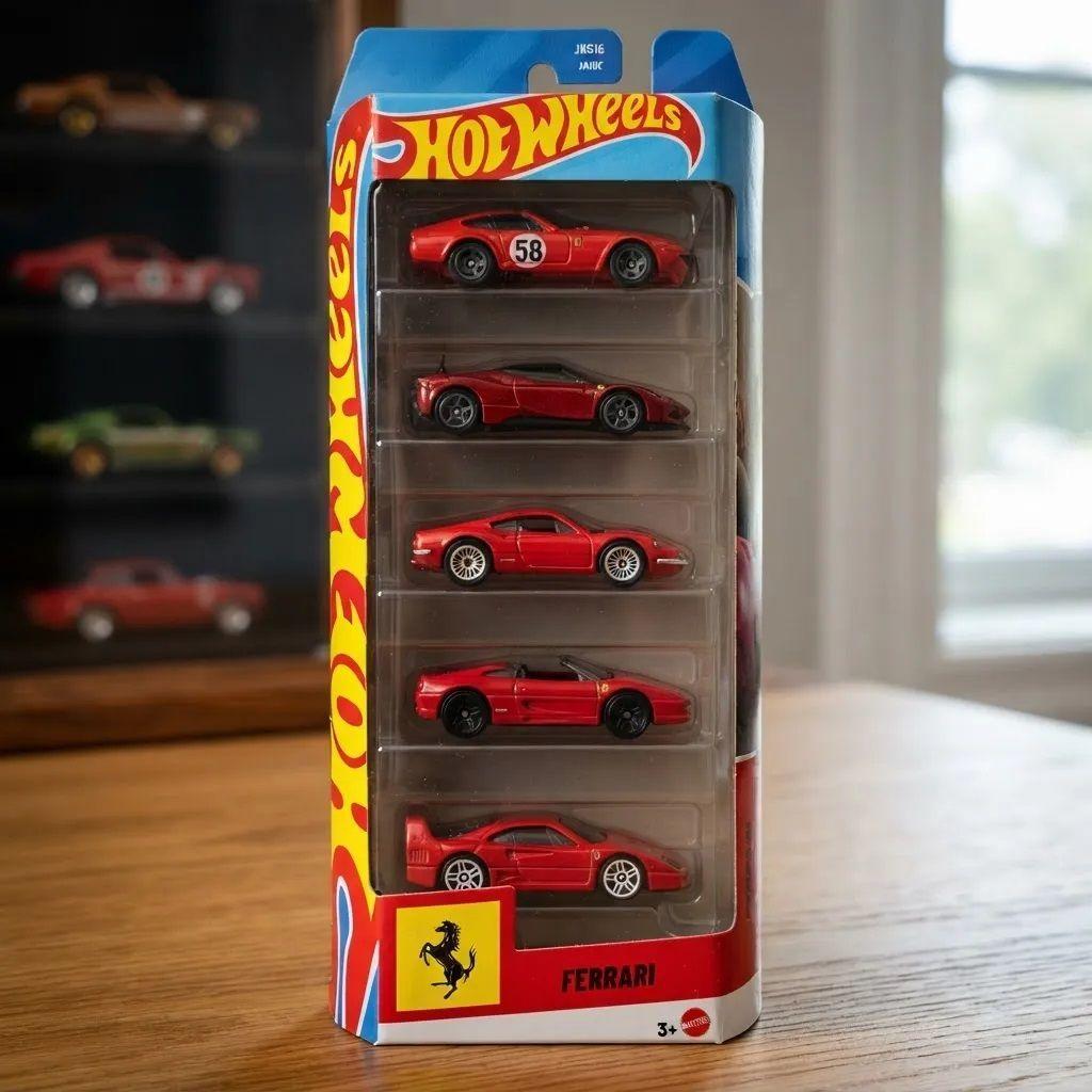 Ferrari Pack 5 Autos Hot Wheels Ferrari Coleccion 1 64 Jln12-2