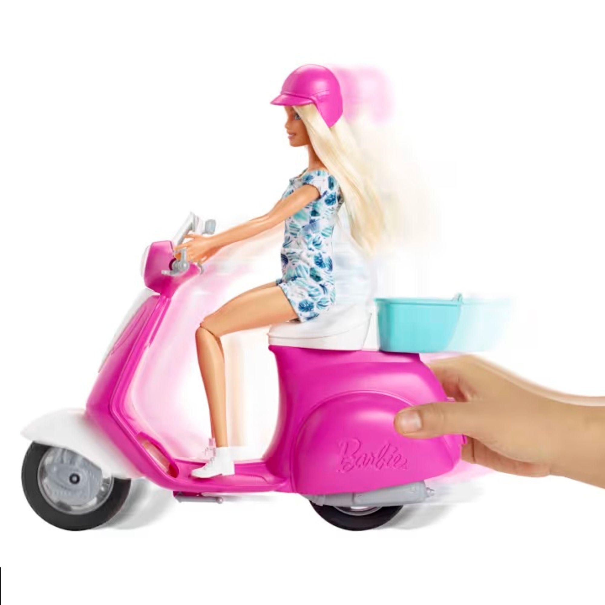 Mu eca Barbie Paseo Sobre Ruedas Moto Scooter Gbk85-2