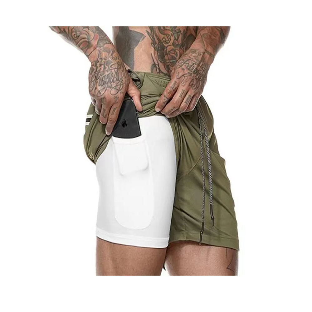 Short Deportivo Hombre Pantalones Cortos Secado Rápido Verde-0