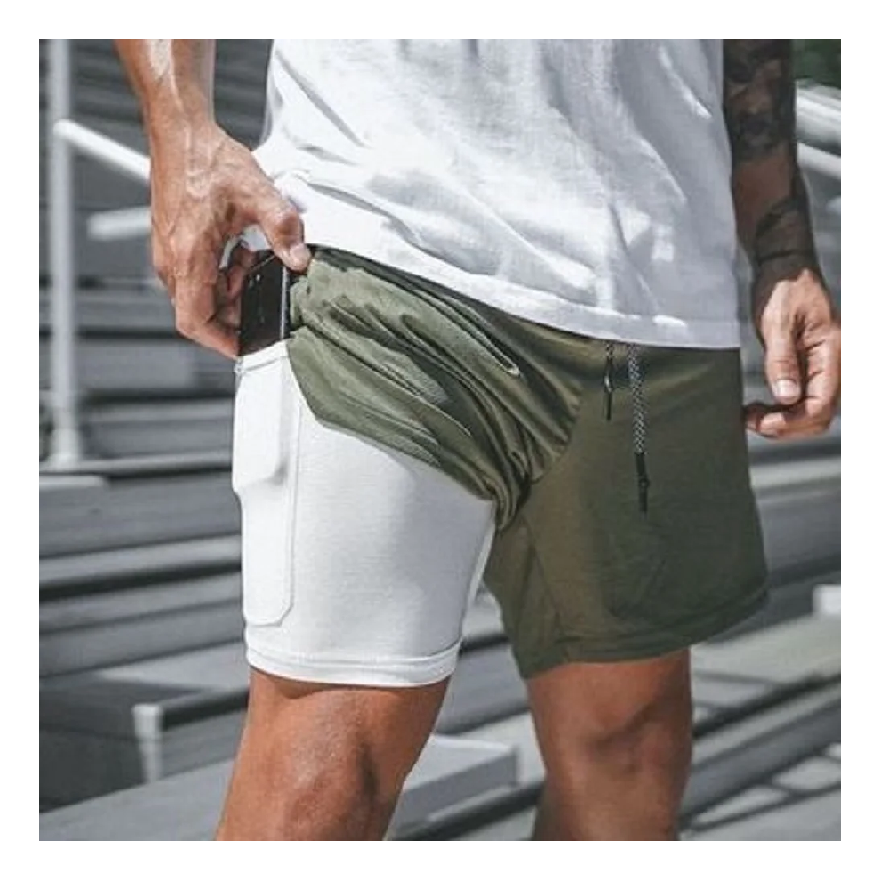 Short Deportivo Hombre Pantalones Cortos Secado Rápido Verde-1