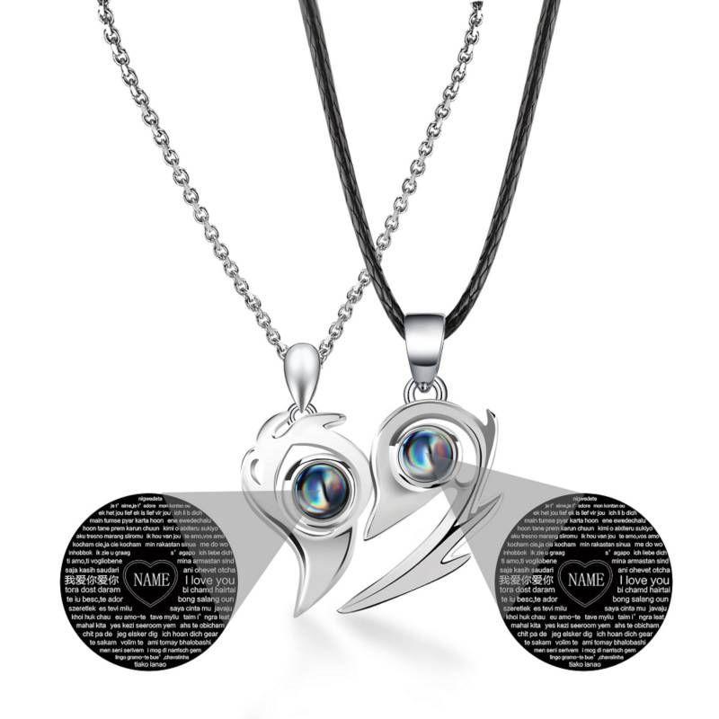 Collar De Pareja Con Proyección Te Amo En 100 Idiomas Regalo-1