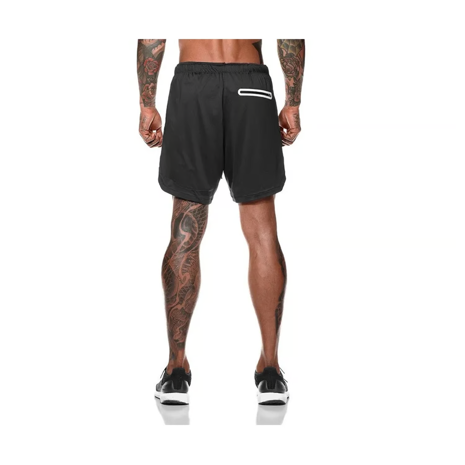 Short deportivo Gimnasio con Licra de Poliester Hombre Negro-2