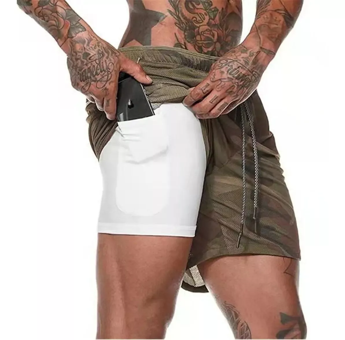 Short Deportivo Hombre Pantalones Cortos Secado Rápido Camuflado-0