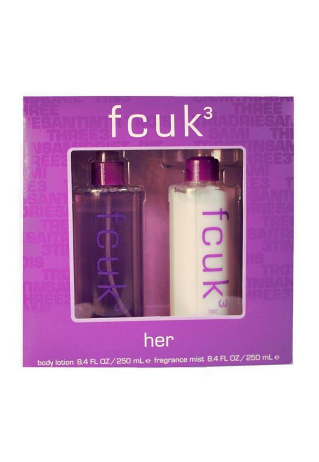 Fcuk 3 for Her 250 ml mist + 250 ml body lotion set-0