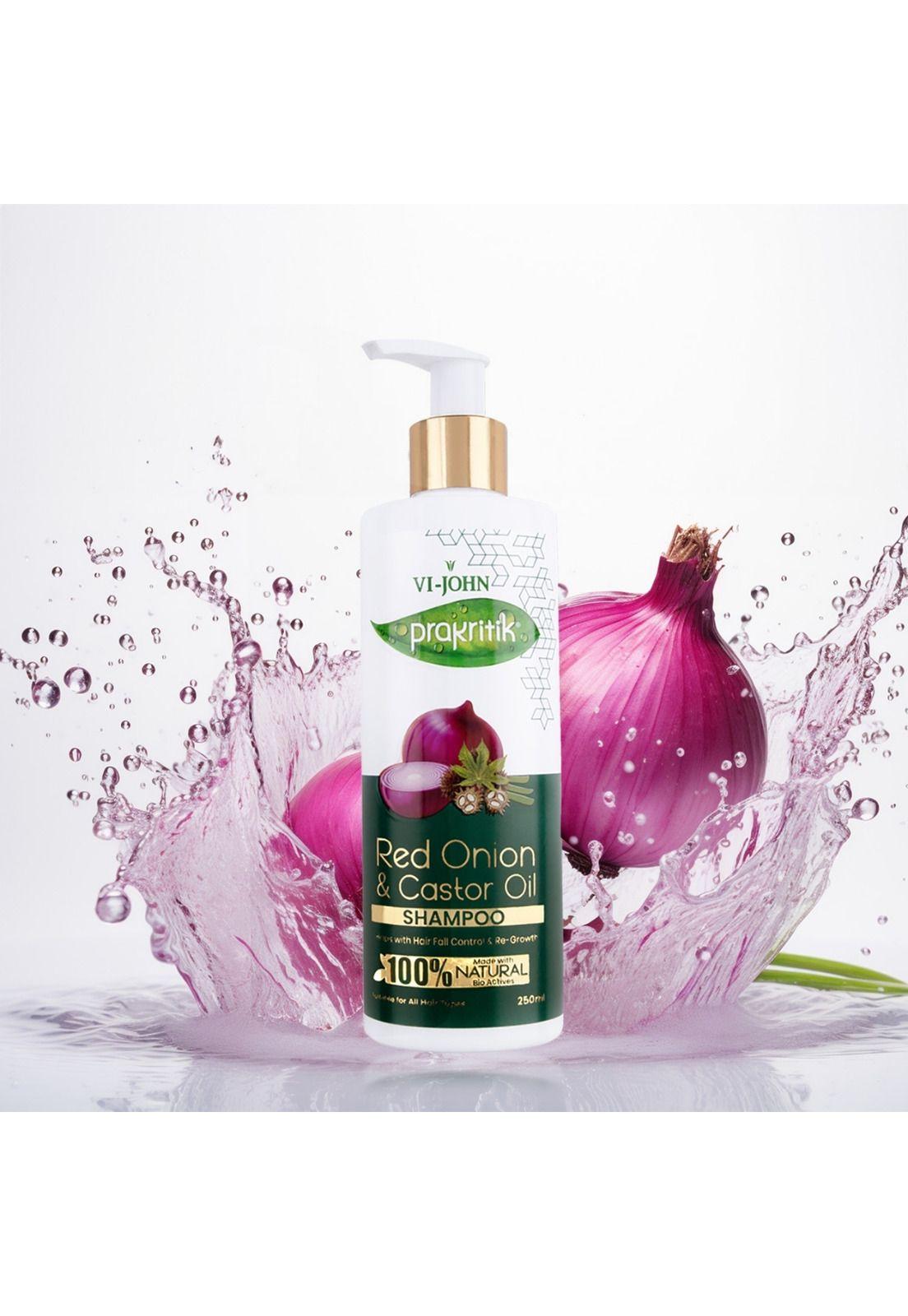 Prakritik Shampoo Cebolla Roja y Castor 250 ml-2