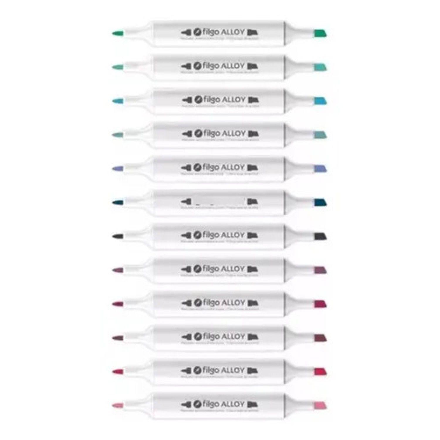 12 Marcadores Filgo Alloy Sketch Doble Punta Tonos Frios-1