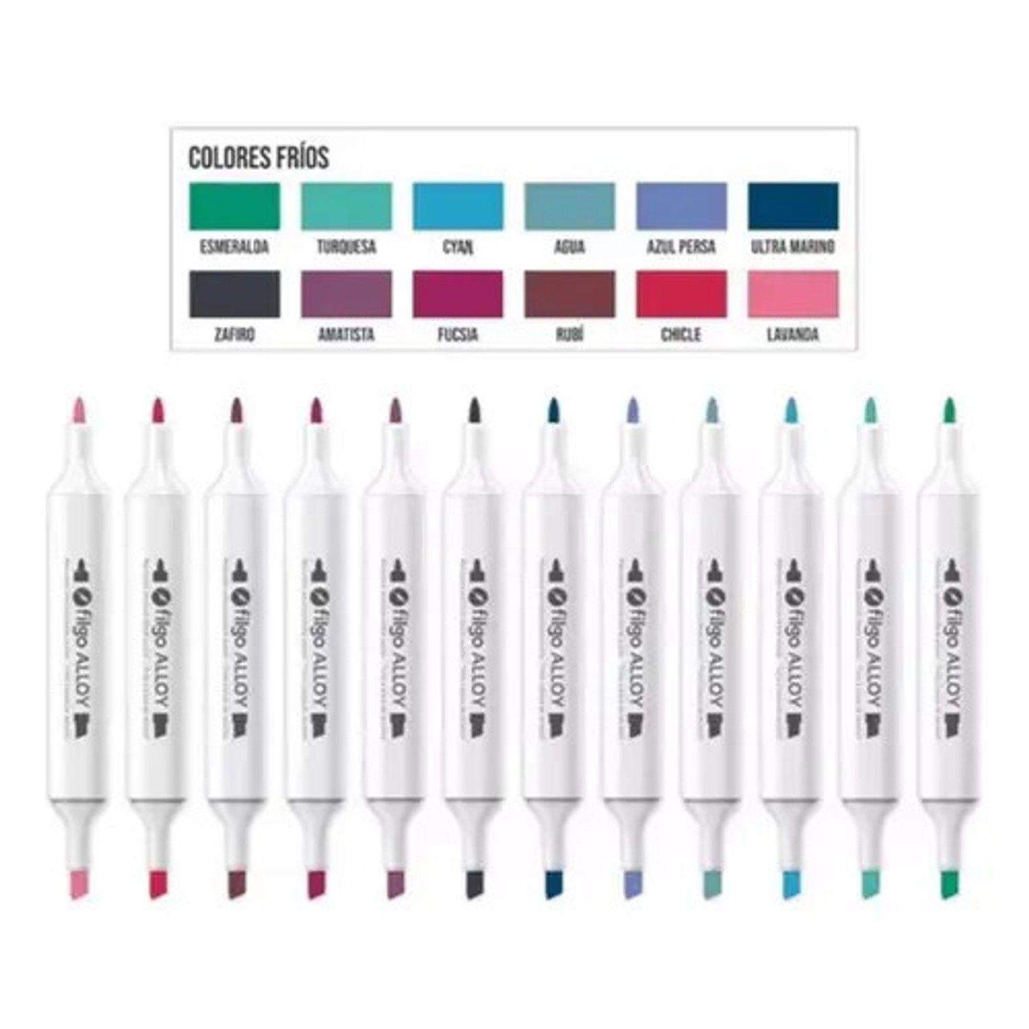 12 Marcadores Filgo Alloy Sketch Doble Punta Tonos Frios-2