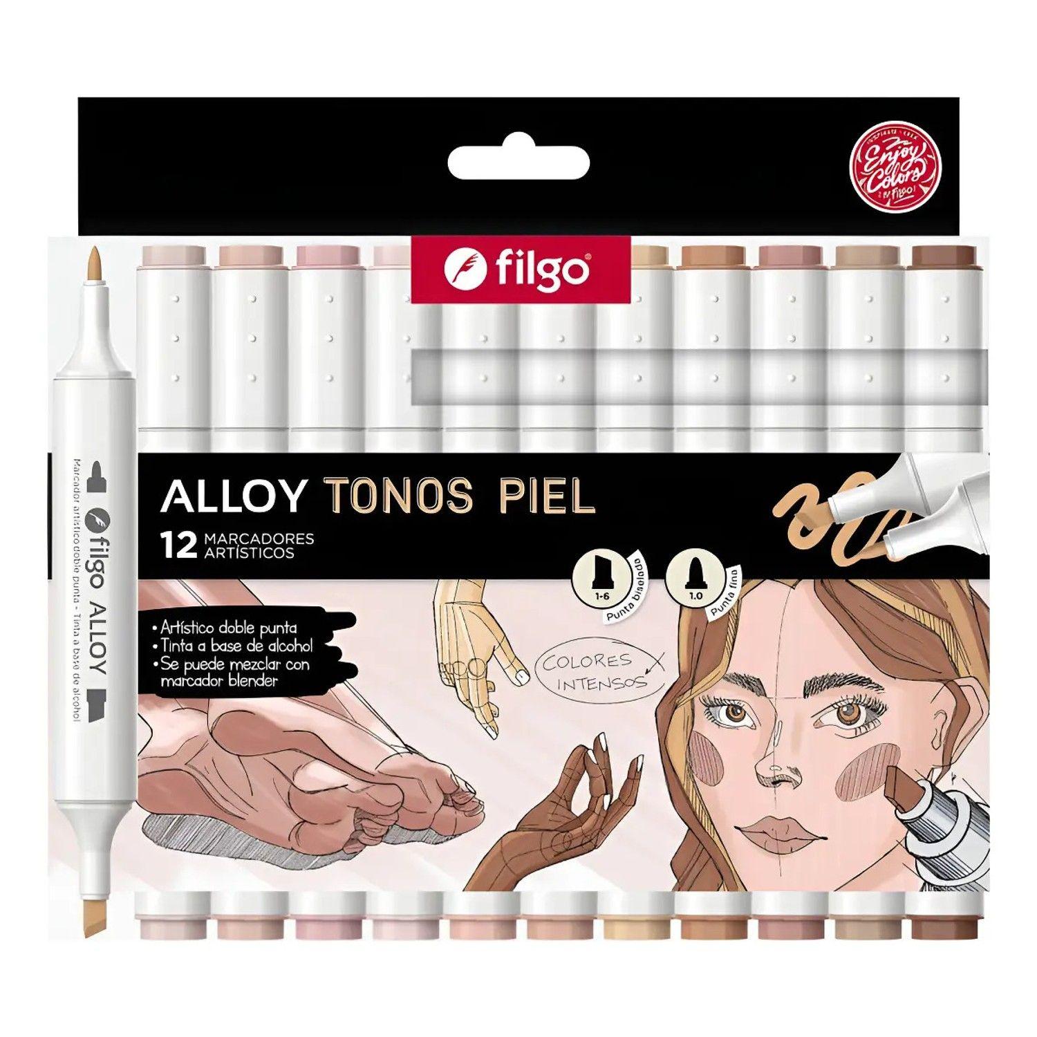 Filgo Marcadores Alloy Doble Punta Tonos Piel X 12-0