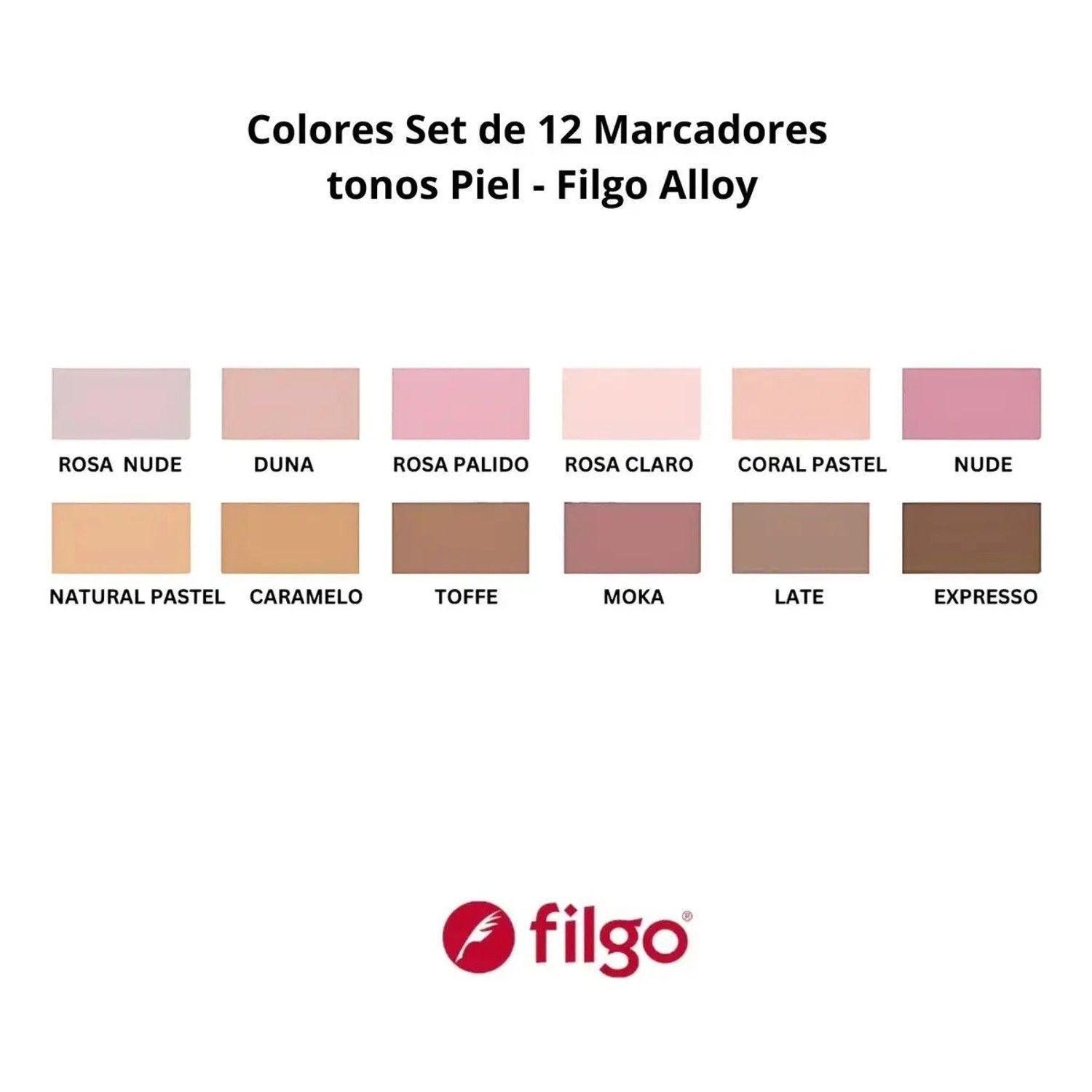 Filgo Marcadores Alloy Doble Punta Tonos Piel X 12-6