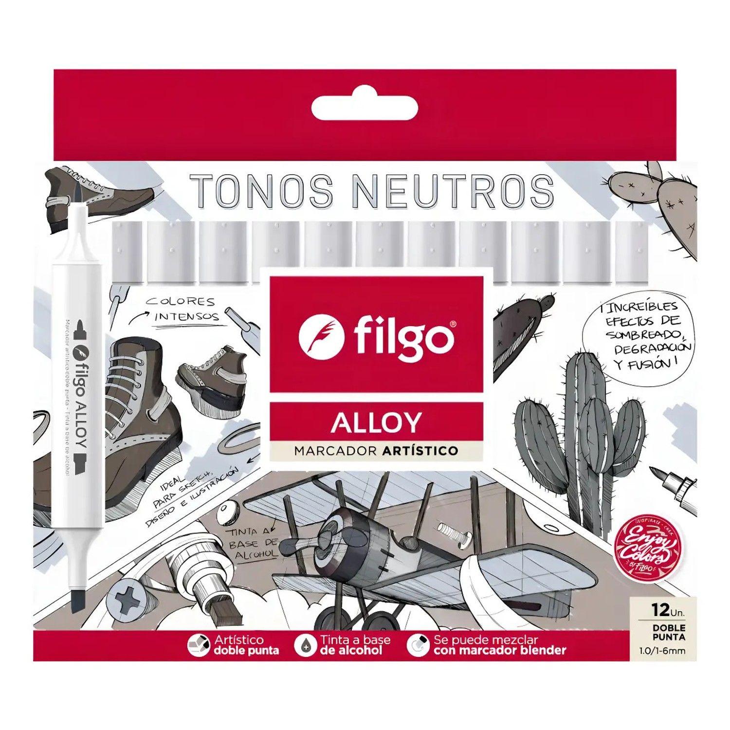 Marcadores Artísticos Doble Punta Filgo Alloy  - 12 Tonos Neutros-0