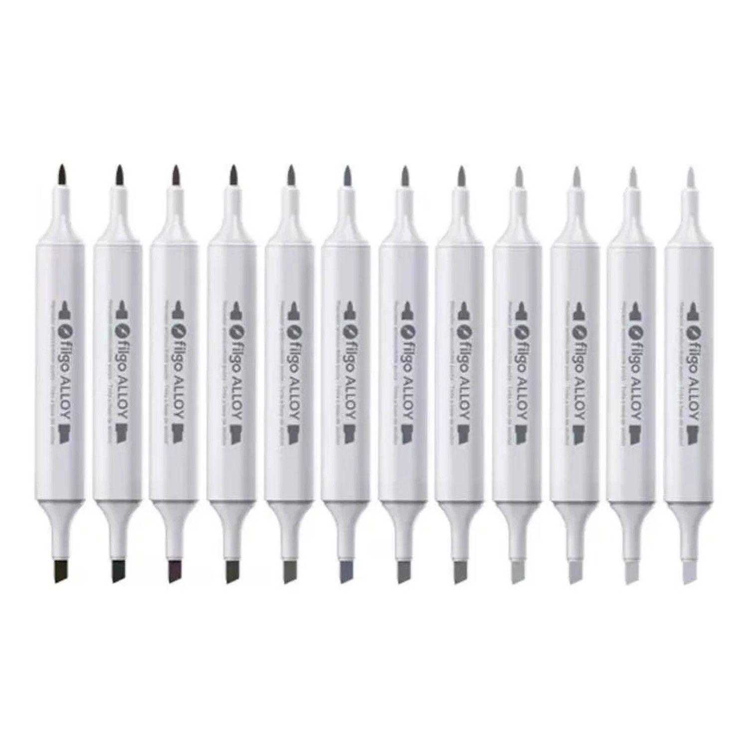 Marcadores Artísticos Doble Punta Filgo Alloy  - 12 Tonos Neutros-2