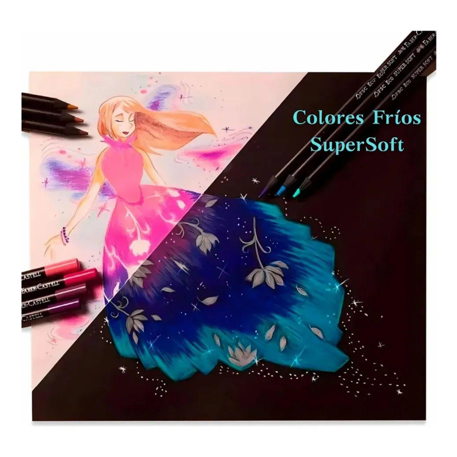 Lápices De Colores Faber-castell Supersoft 15 Colores Fríos Tonos Frios-3