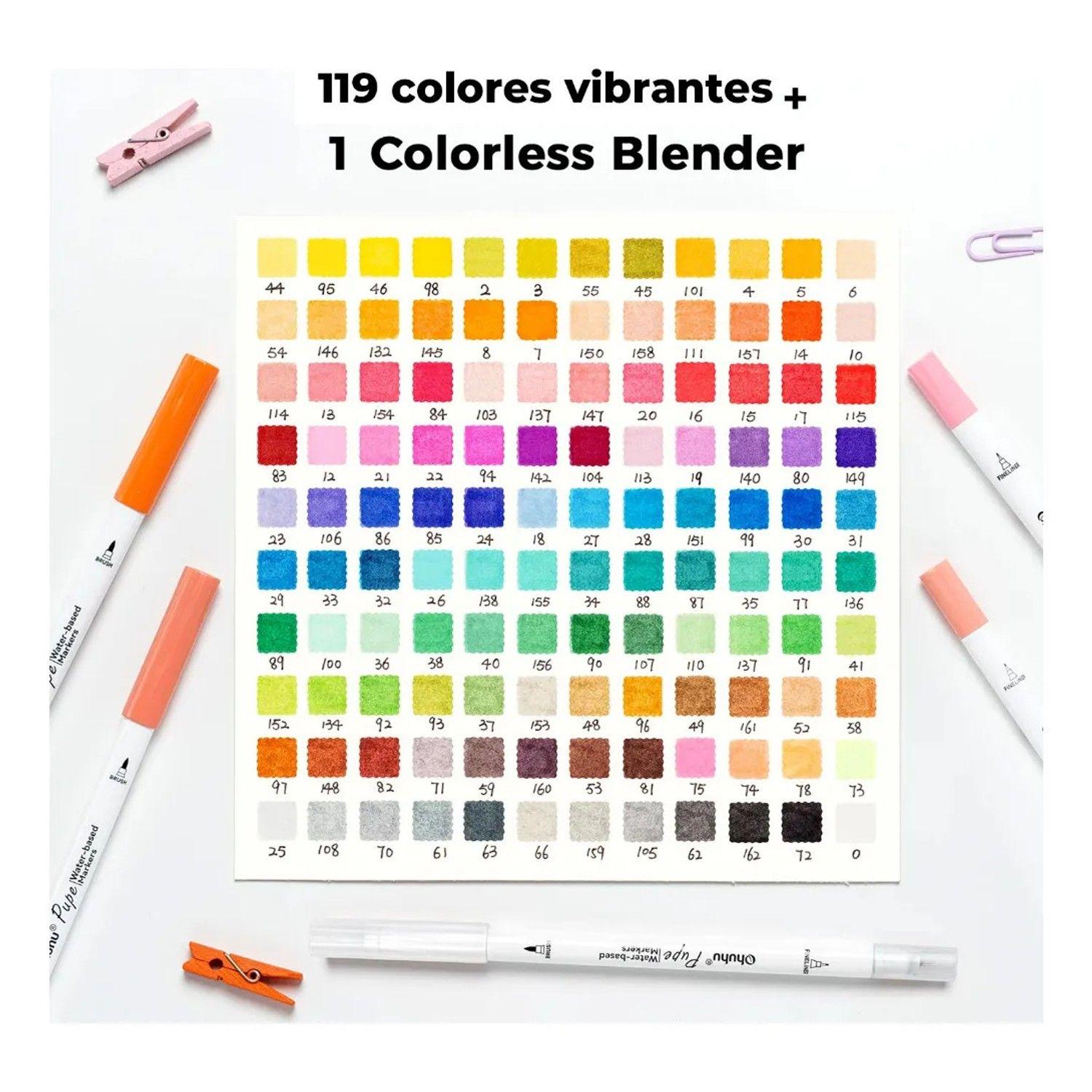 Set Marcadores Agua Ohuhu 120 Colores Puntas Pincel Y Fina 120 Colores-3