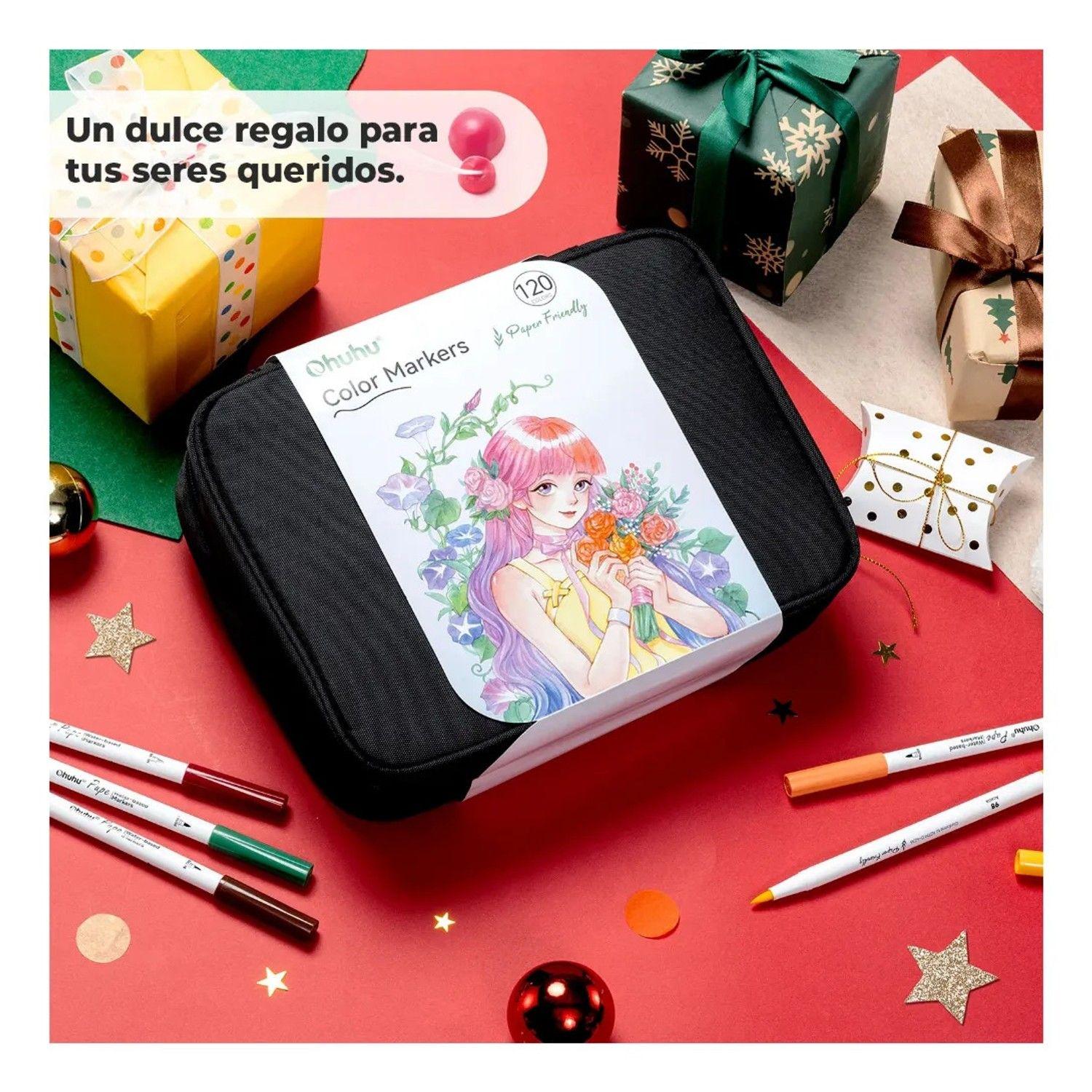 Set Marcadores Agua Ohuhu 120 Colores Puntas Pincel Y Fina 120 Colores-4