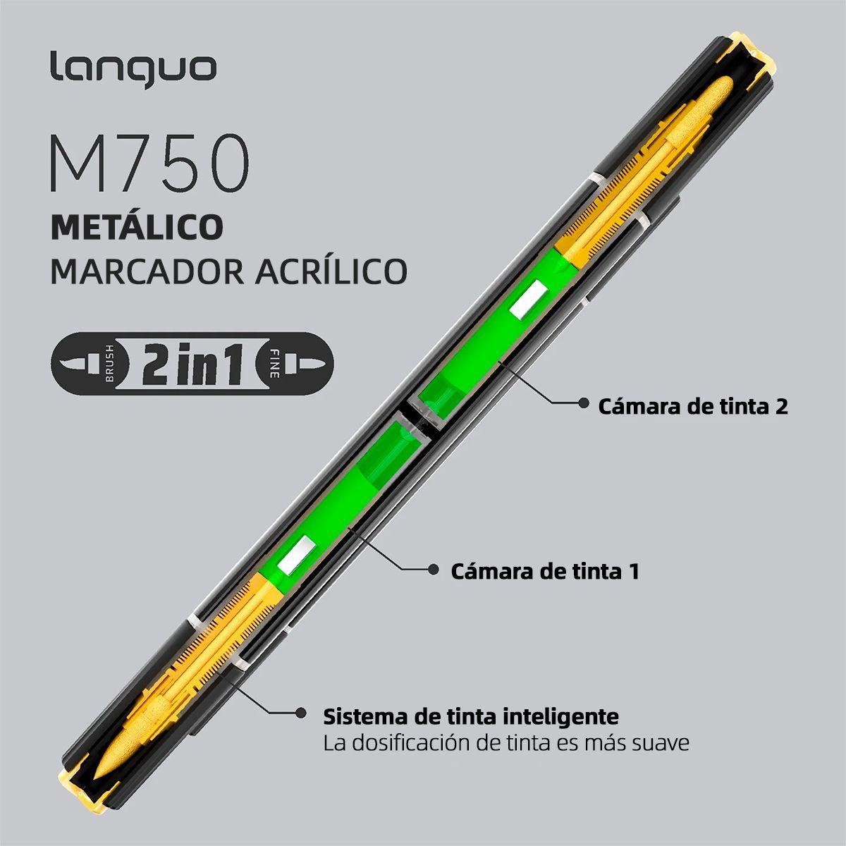 12 Marcadores Acrilicos Metalicos Doble Punta Fina Brush Languo-3