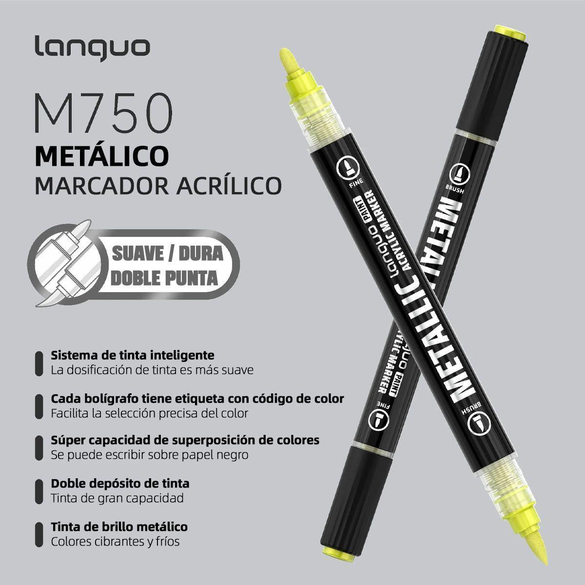 24 Marcadores Acrilicos Metalicos Doble Punta Fina Brush Languo-2