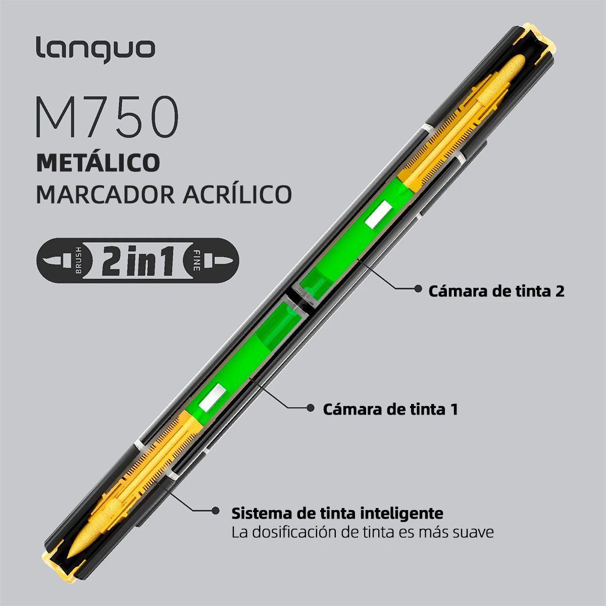 24 Marcadores Acrilicos Metalicos Doble Punta Fina Brush Languo-3