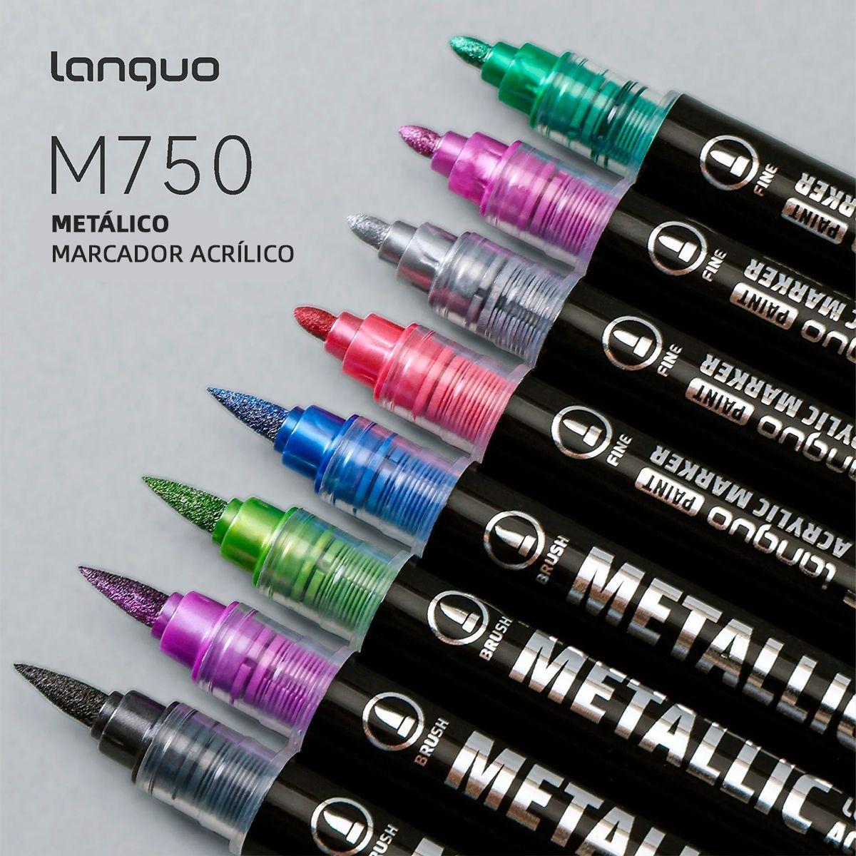 24 Marcadores Acrilicos Metalicos Doble Punta Fina Brush Languo-4