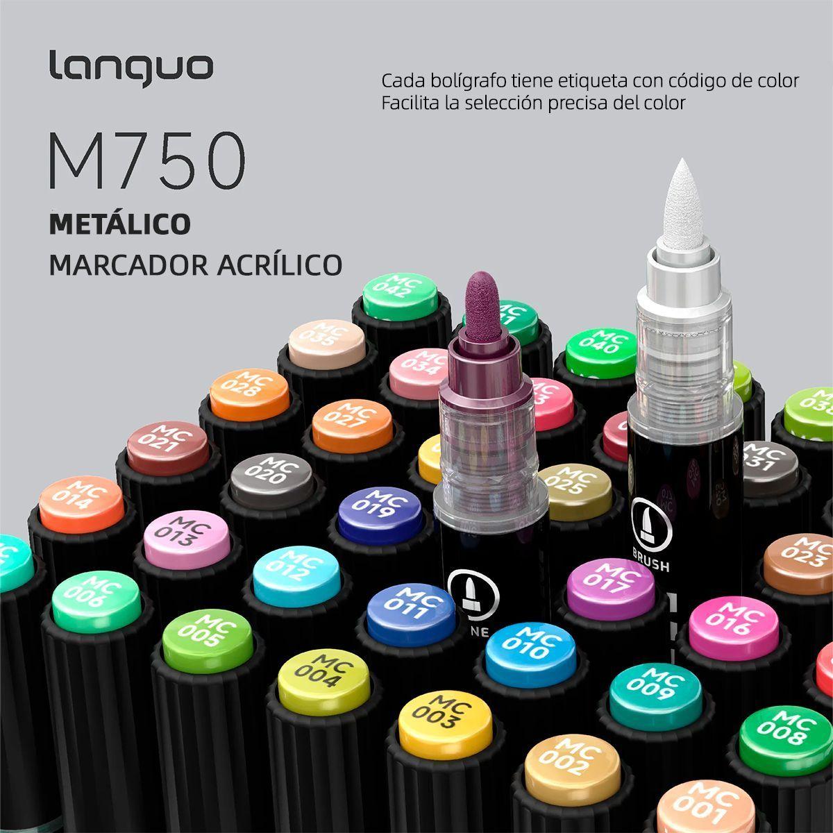 24 Marcadores Acrilicos Metalicos Doble Punta Fina Brush Languo-5