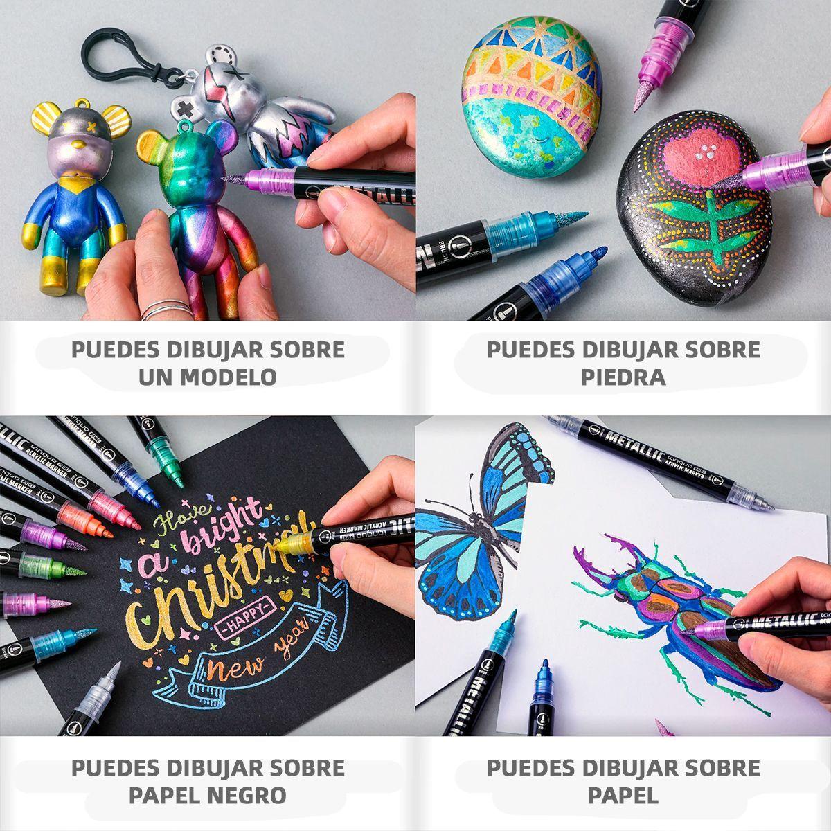 24 Marcadores Acrilicos Metalicos Doble Punta Fina Brush Languo-7