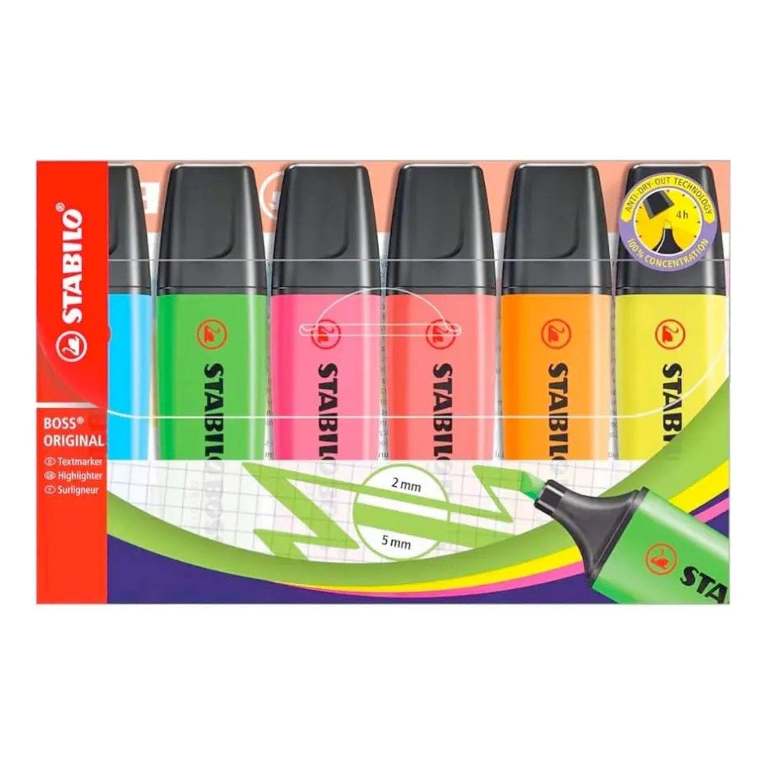 Set 6 Destacadores Stabilo Boss Original Fluorescentes-0