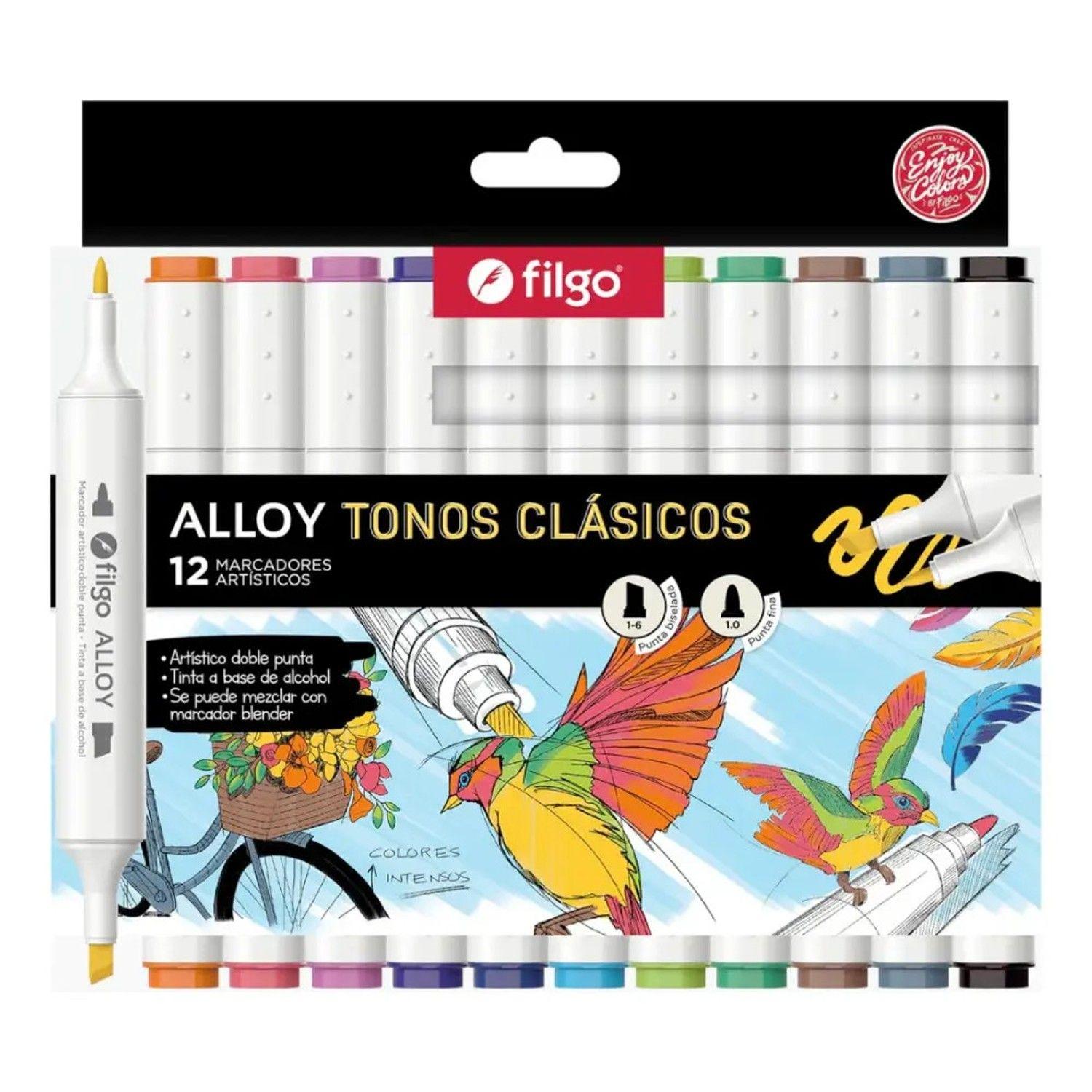 Filgo Alloy - Set 12 Marcadores Al Alcohol Tonos Clásicos-0