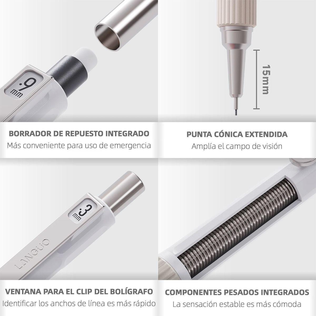 Portaminas mecanico 05mm Plateado Languo-4